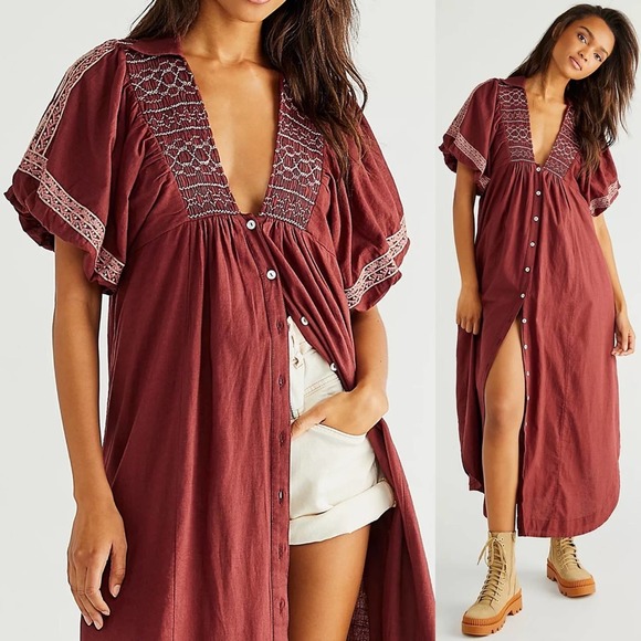 NEW Free People Samantha Shirtdress in Double Dare - Picture 1 of 16
